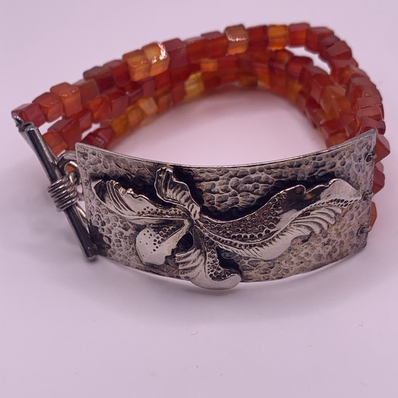 Silpada Extremely Rare Sterling & Carnelian Multi-Bead Unique Toggle Bracelet - Picture 12 of 17